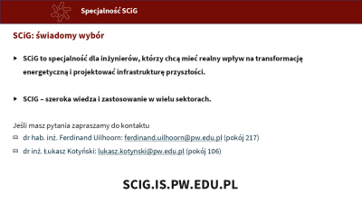 Krótka prezentacja specjalności SCiG