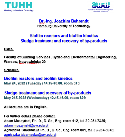 Lectures of Dr Joachim Behrendt from Hamburg University of Technology