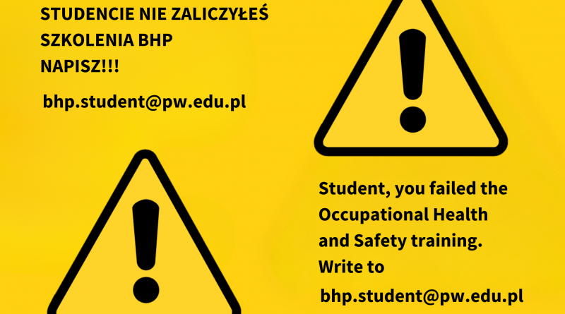 E-course Health and Safety Training for Students (BHP)